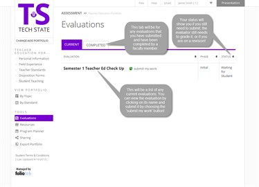 Evaluations Page